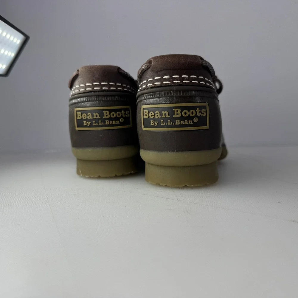 L.L. Bean Rubber Moc Women 6.5 Brown Leather Slip On Duck Boot Waterproof Rain